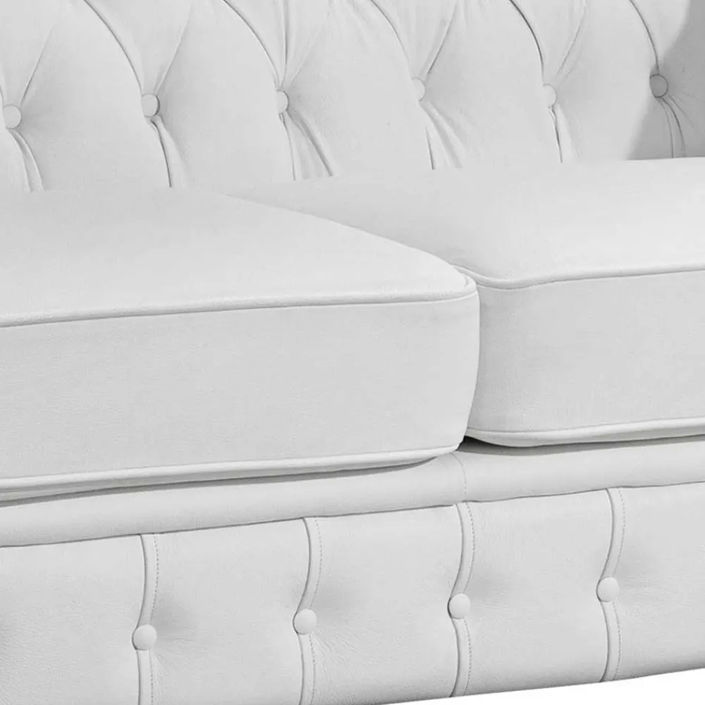 Wohnen Sofas<Ledersofa in Weiß - Chesterfield Look - Dossera