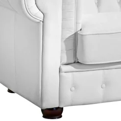 Wohnen Sofas<Ledersofa in Weiß - Chesterfield Look - Dossera