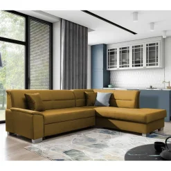Wohnen Betten|Sofas<L-Form Bettcouch in Senfgelb Samt - Concista