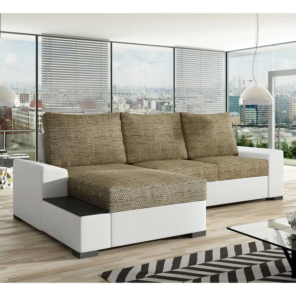 Wohnen Sofas<L-Form Bettsofa in Beige und Weiß - Scarlino