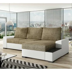Wohnen Sofas<L-Form Bettsofa in Beige und Weiß - Scarlino