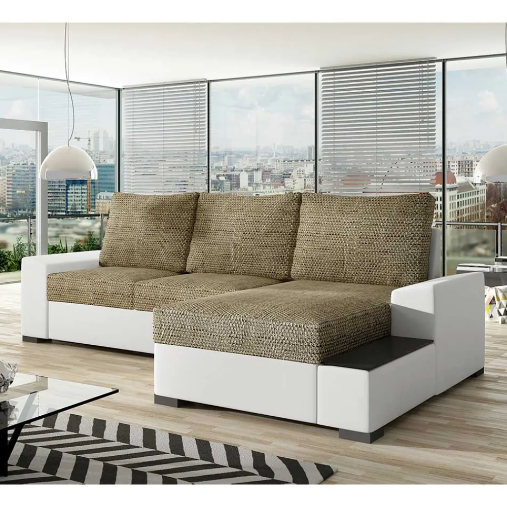 Wohnen Sofas<L-Form Bettsofa in Beige und Weiß - Scarlino