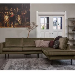 Wohnen Sofas<L-Form Wohnzimmer Sofa in Taupe Samt - Museo
