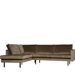 Wohnen Sofas<L-Form Wohnzimmer Sofa in Taupe Samt - Museo