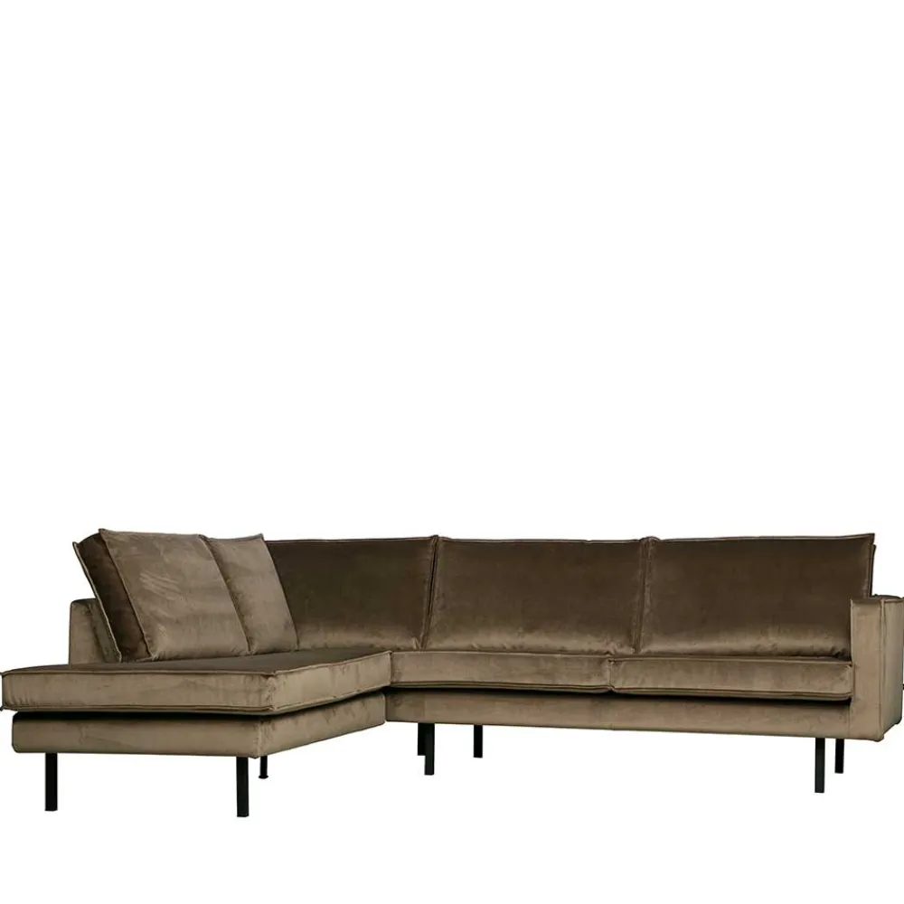 Wohnen Sofas<L-Form Wohnzimmer Sofa in Taupe Samt - Museo