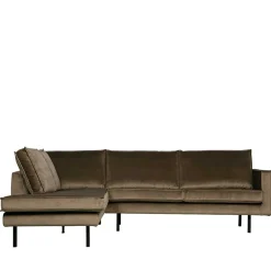 Wohnen Sofas<L-Form Wohnzimmer Sofa in Taupe Samt - Museo