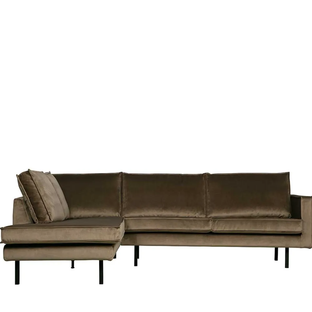 Wohnen Sofas<L-Form Wohnzimmer Sofa in Taupe Samt - Museo