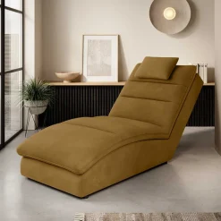 Wohnen Sofas<Liegesessel in Senfgelb Samt - Pedder