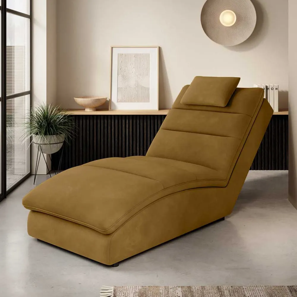 Wohnen Sofas<Liegesessel in Senfgelb Samt - Pedder