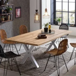 Wohnen Tische<Living Edge Wildeiche Tisch mit X Füßen - Gastruna