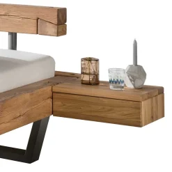 Wohnen Betten<Loft Balkenbett mit 2 Hänge-Nachttischen Basiclicata aus Wildeiche (dreiteilig)
