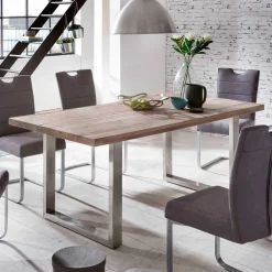 Wohnen Tische<Loft Designtisch Deluiga mit Edelstahl Gestell