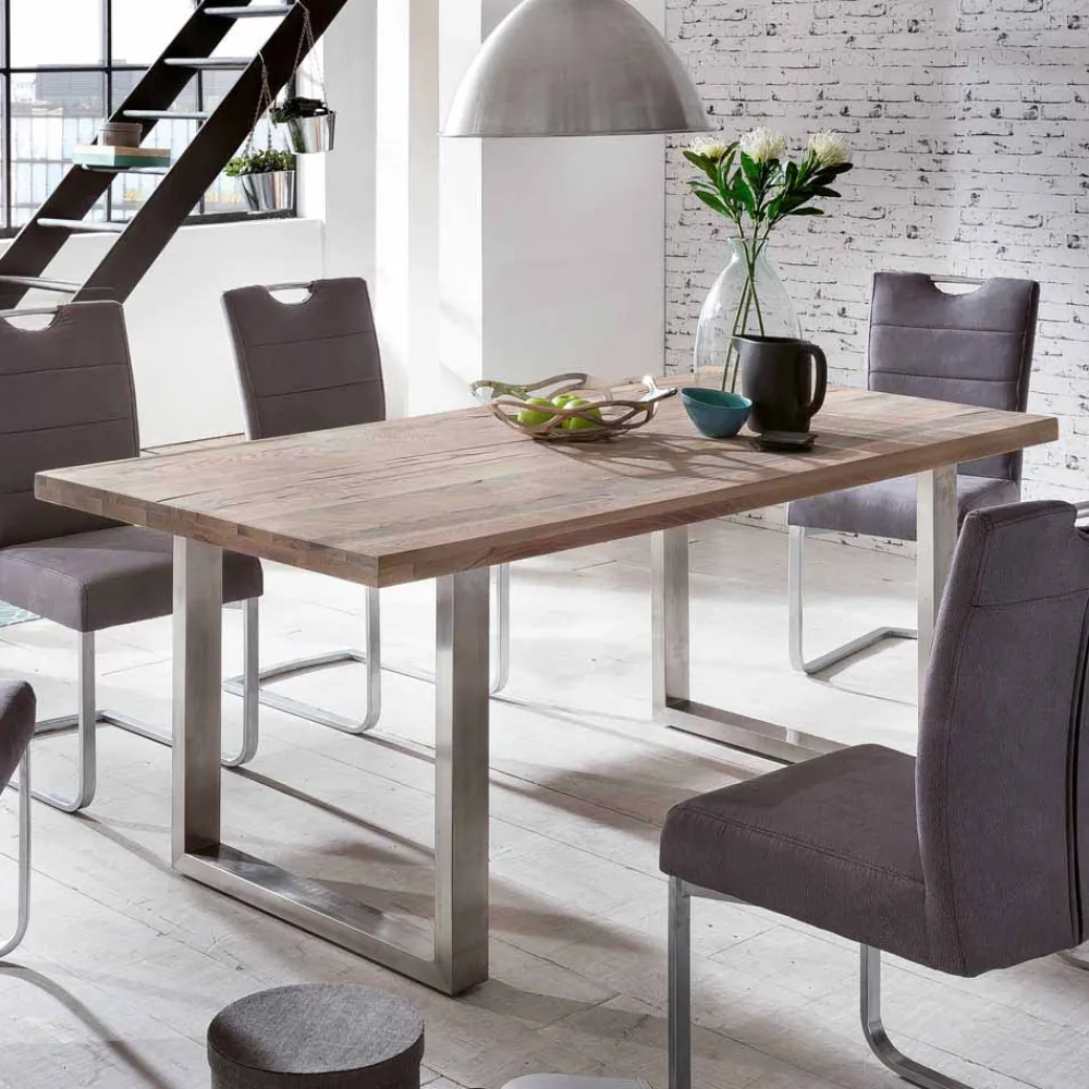 Wohnen Tische<Loft Designtisch Deluiga mit Edelstahl Gestell
