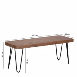 Wohnen Sitzbank<Loft Style Essbank mit Massivholz Akazie Lariona & Metall