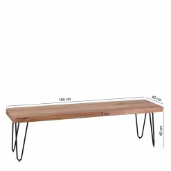 Wohnen Sitzbank<Loft Style Essbank mit Massivholz Akazie Lariona & Metall