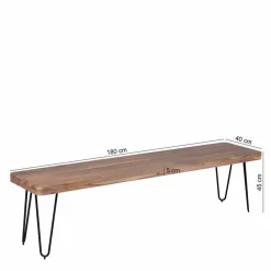 Wohnen Sitzbank<Loft Style Essbank mit Massivholz Akazie Lariona & Metall