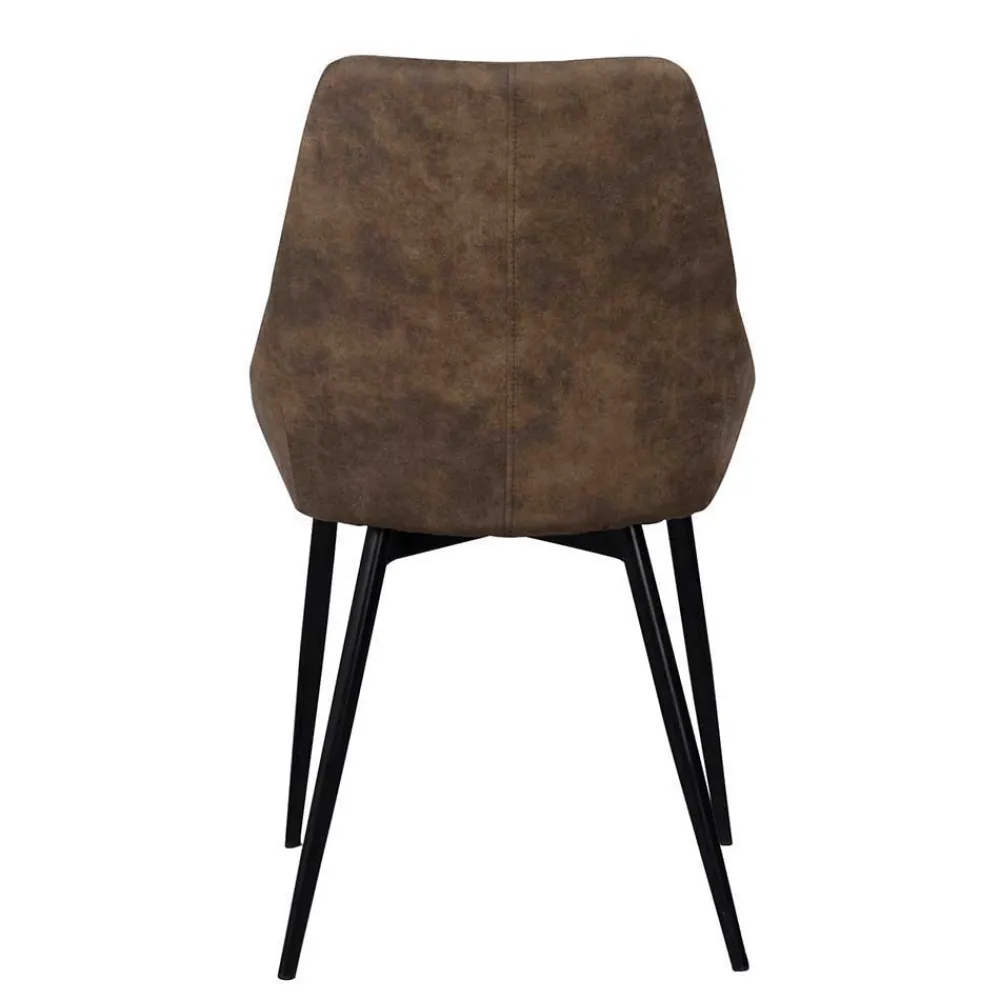 Wohnen Sitzgruppe<Loft Tisch Eiche White Wash & 6 Stühle Pulva in Braun Microfaser (siebenteilig)