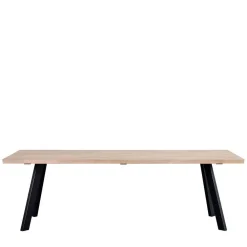 Wohnen Sitzgruppe<Loft Tisch Eiche White Wash & 6 Stühle Pulva in Braun Microfaser (siebenteilig)