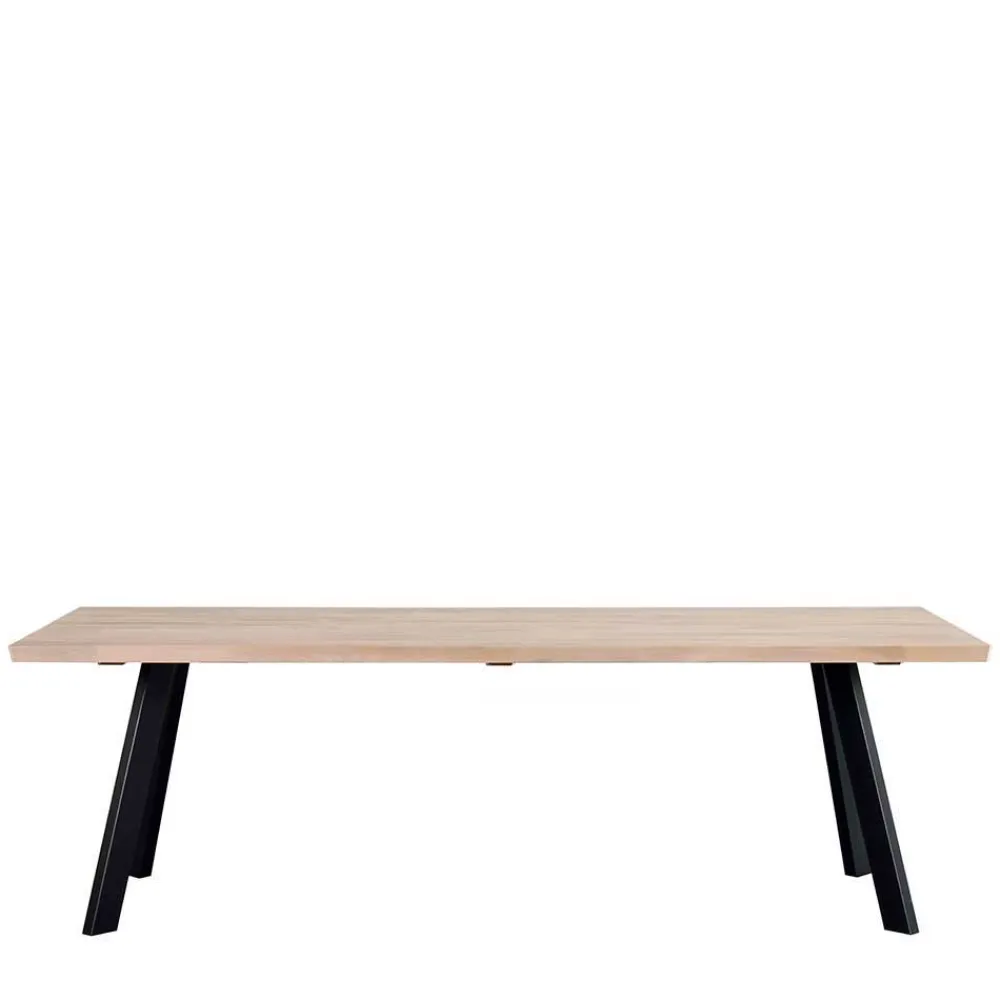 Wohnen Sitzgruppe<Loft Tisch Eiche White Wash & 6 Stühle Pulva in Braun Microfaser (siebenteilig)