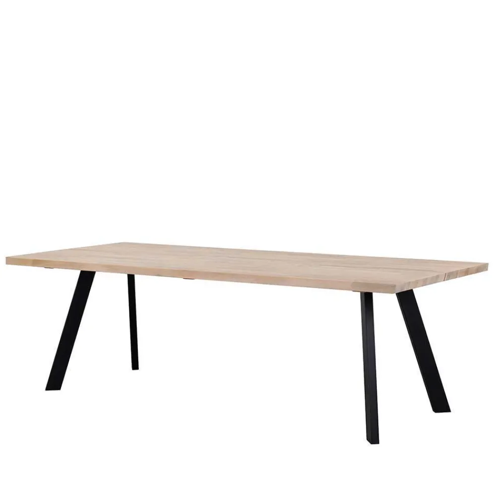 Wohnen Sitzgruppe<Loft Tisch Eiche White Wash & 6 Stühle Pulva in Braun Microfaser (siebenteilig)