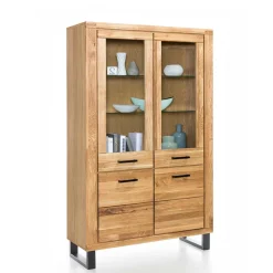 Wohnen Vitrinen<Loft Vitrinenschrank in teilmassiver Wildeiche - Arello