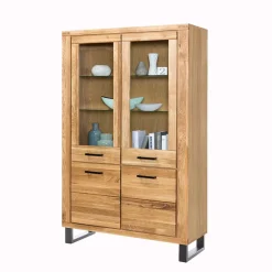 Wohnen Vitrinen<Loft Vitrinenschrank in teilmassiver Wildeiche - Arello