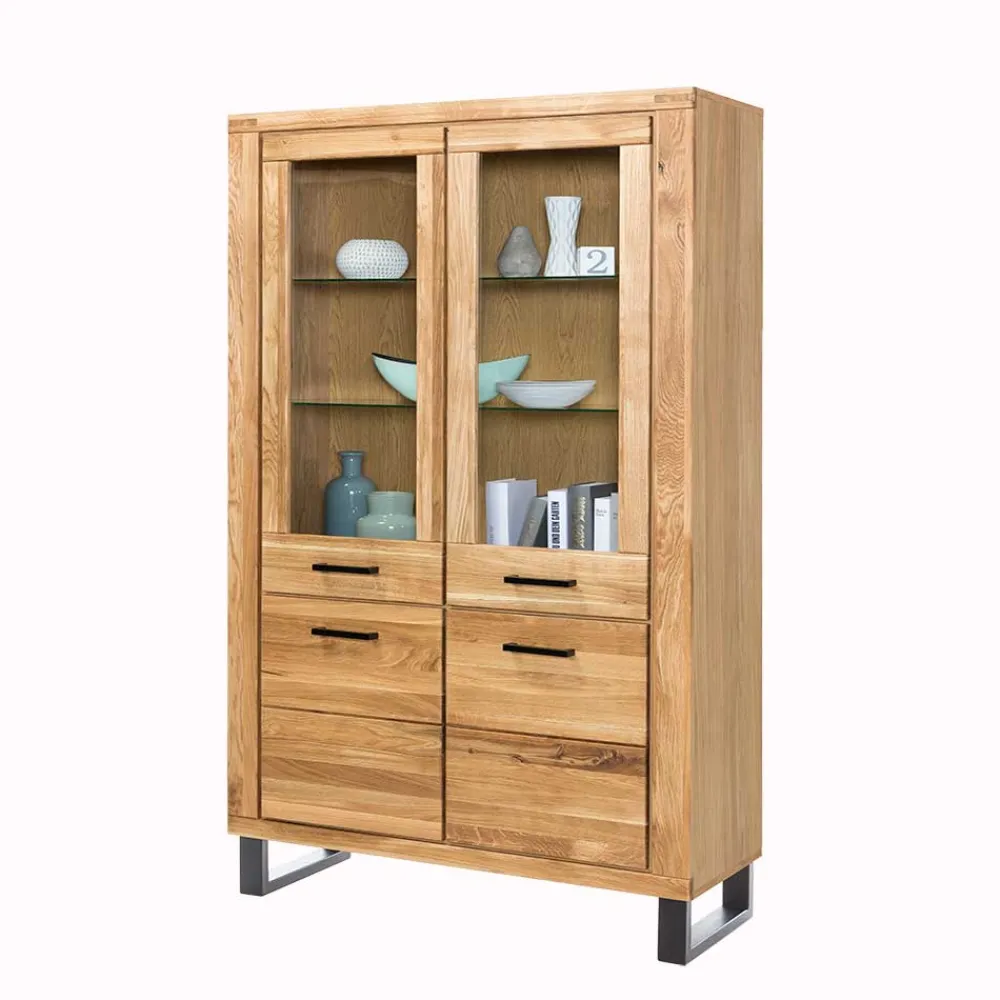Wohnen Vitrinen<Loft Vitrinenschrank in teilmassiver Wildeiche - Arello