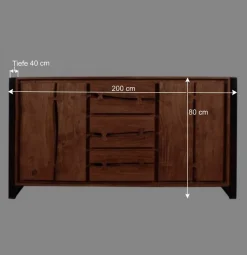 Wohnen Sideboards<Loft-Stil Anrichte Smantana aus Akazie Massivholz