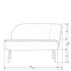 Wohnen Sofas<Lounge Couch in Khaki mit Schwarz - Cuba