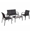 Wohnen Sitzgruppe<Lounge Mesh Gartenmöbel in Schwarz - Anastasius (vierteilig)