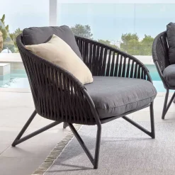Wohnen Sessel<Lounge Sessel aus Kordel Geflecht & Stahl - Magona
