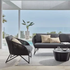 Wohnen Sessel<Lounge Sessel aus Kordel Geflecht & Stahl - Magona