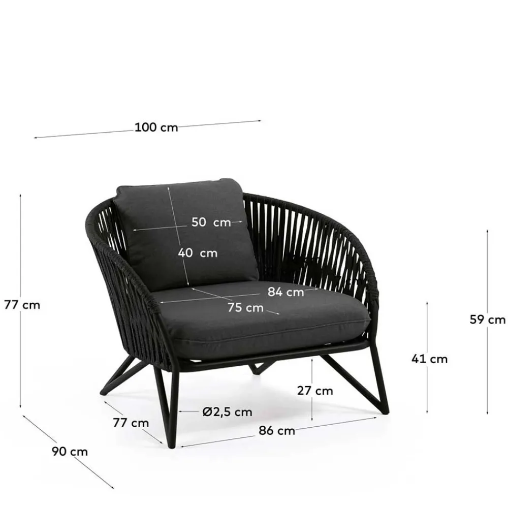 Wohnen Sessel<Lounge Sessel aus Kordel Geflecht & Stahl - Magona
