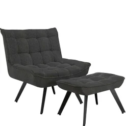 Wohnen Sessel<Lounge Sessel mit Hocker in Anthrazit - Mook (zweiteilig)