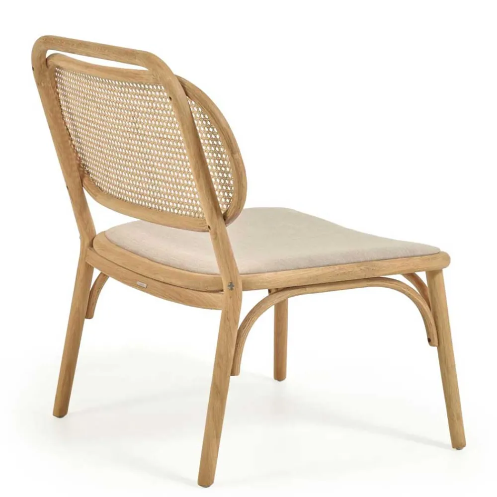 Wohnen Sessel<Lounge Stuhl mit Wiener Geflecht & Stoffsitz - Ensemble