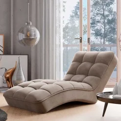 Wohnen Sofas<Loungeliege in Beigegrau Veloursbezug - Loriot