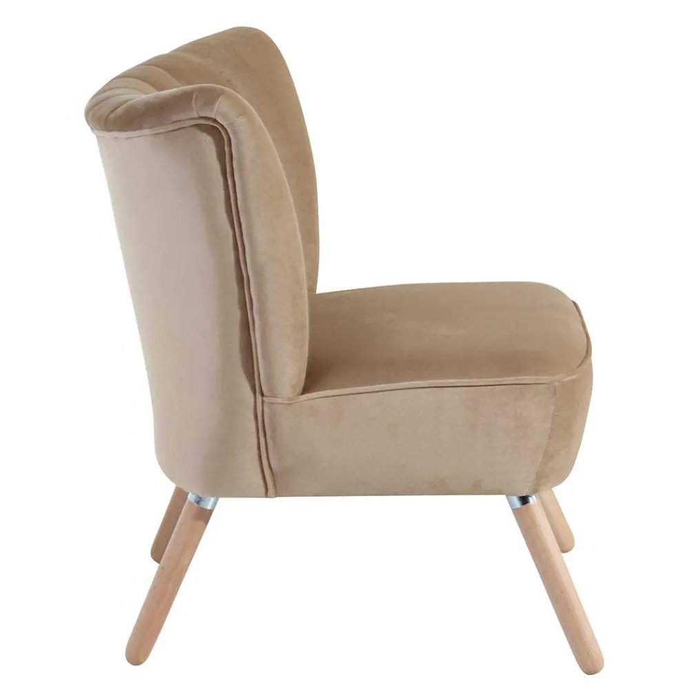 Wohnen Sessel<Loungesessel in Beige und Buche Natur - Lianzo