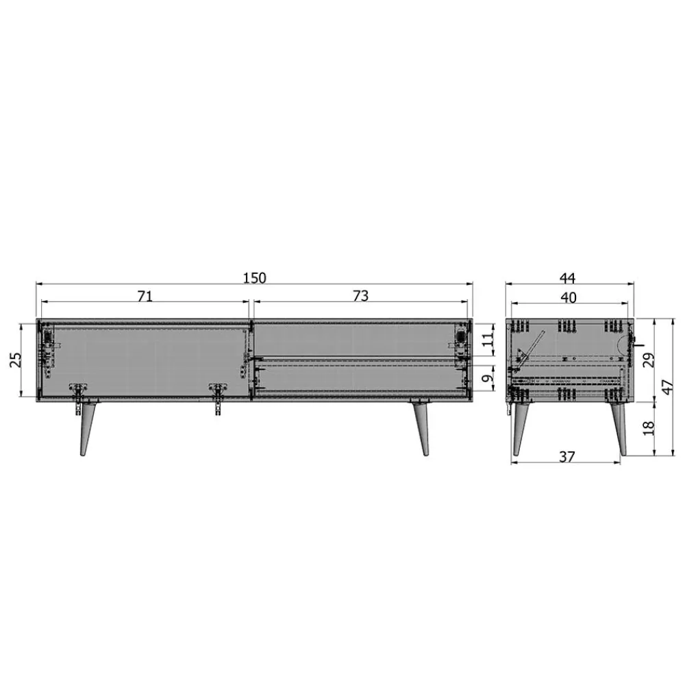 Wohnen Tv & Hifi-Möbel|Lowboards<Lowboard Grazy aus Eiche teilmassiv