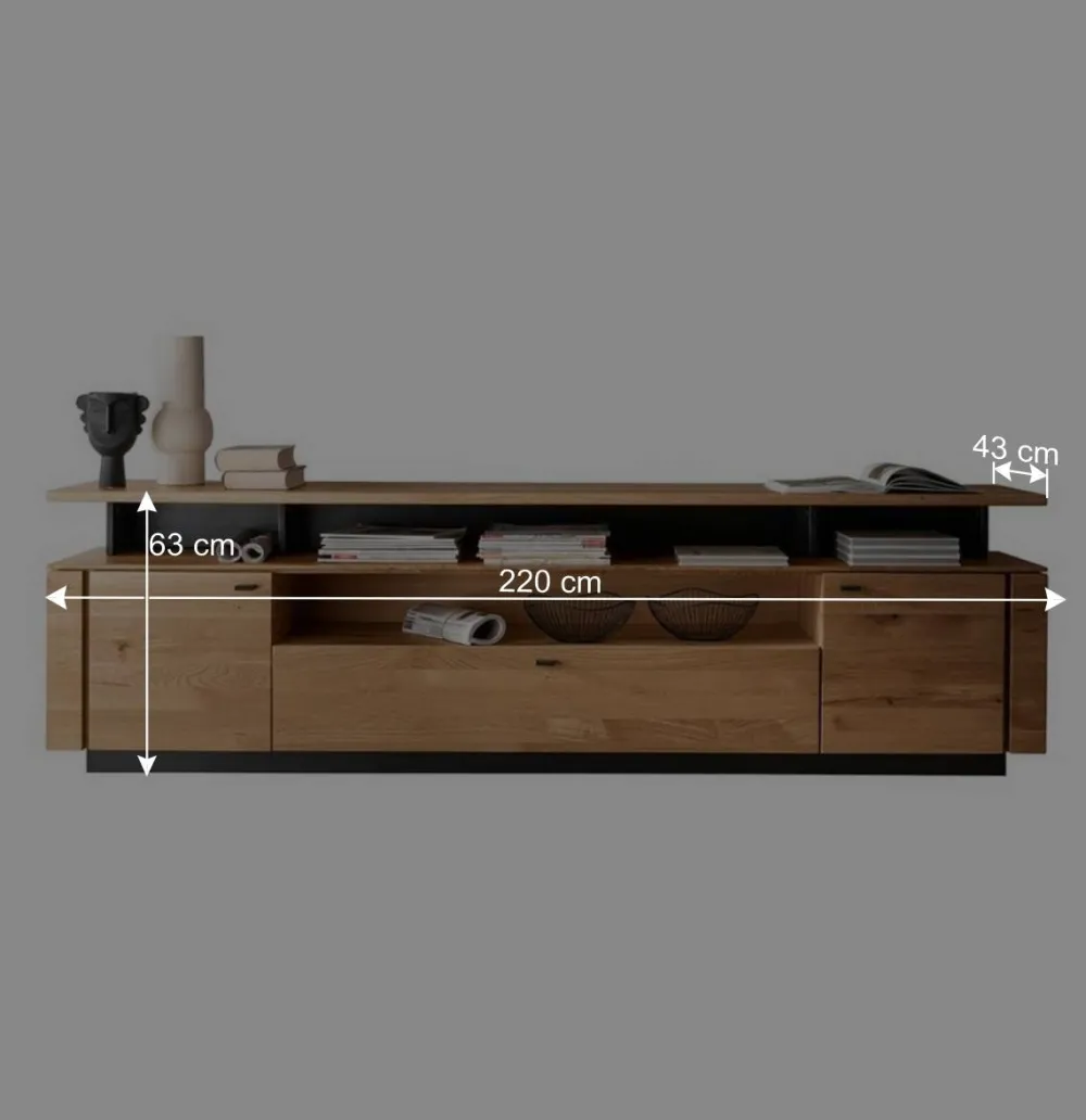 Wohnen Tv & Hifi-Möbel|Lowboards<Lowboard mit TV Aufsatz aus Wildeiche massiv - Abigails