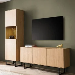 Wohnen Wohnwände<Lowboard und Vitrine Set - Jaskin (zweiteilig)
