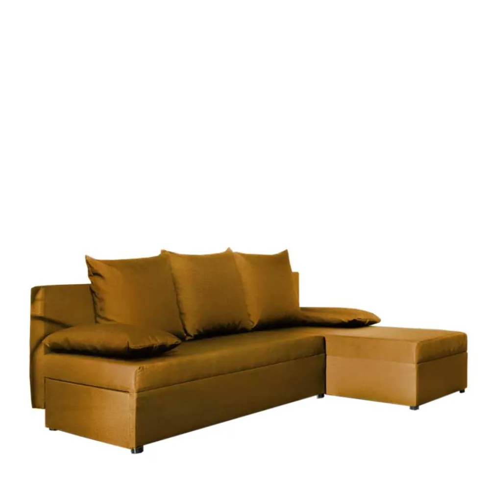Wohnen Sofas<L-Schlafsofa in Senfgelb Velours - Xantra