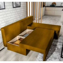 Wohnen Sofas<L-Schlafsofa in Senfgelb Velours - Xantra