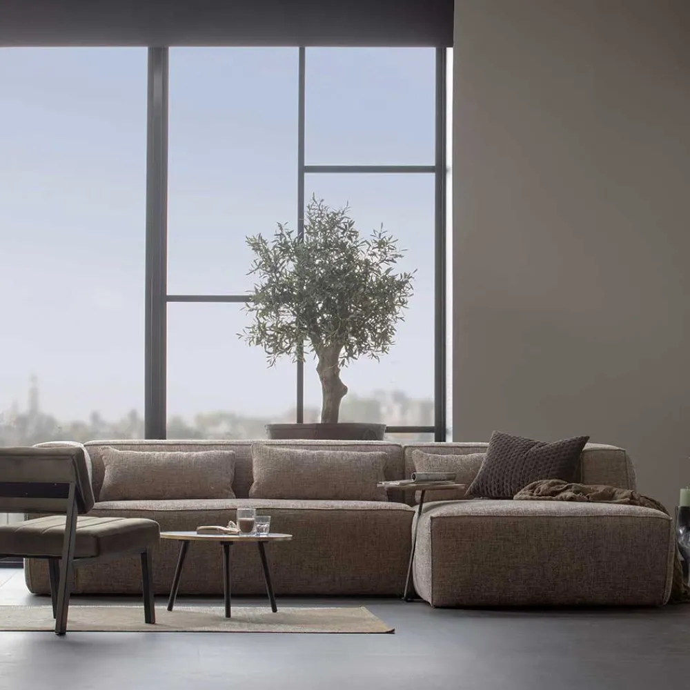 Wohnen Sofas<L-Sofa aus Stoff in Beigegrau - Babro