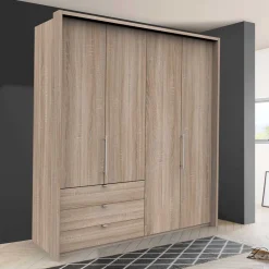 Wohnen Kleiderschränke|Schränke<2m breiter Gleittüren-Schrank mit drei Schubladen - Zayun