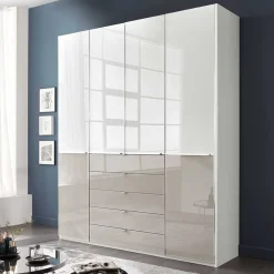 Wohnen Kleiderschränke|Schränke<1,98m Kombi-Kleiderschrank mit Glasfront - Pascan
