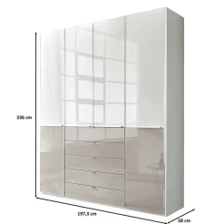 Wohnen Kleiderschränke|Schränke<1,98m Kombi-Kleiderschrank mit Glasfront - Pascan