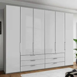 Wohnen Kleiderschränke<3m 4-türiger Kleiderschrank in Weiß Glasfront - Cara