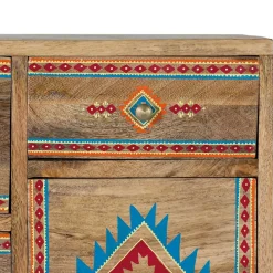 Wohnen Kommoden<Mangoholz Kommode mit Ethno Ornamenten - Linall