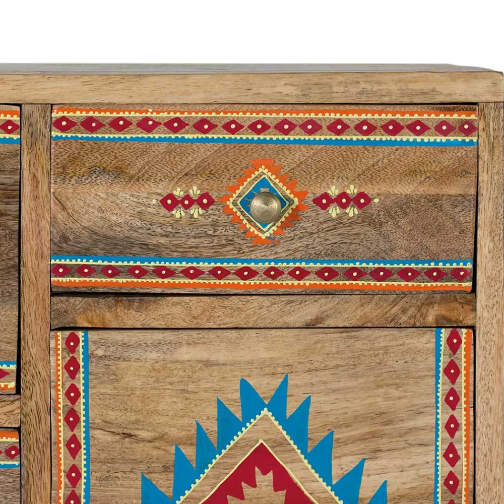 Wohnen Kommoden<Mangoholz Kommode mit Ethno Ornamenten - Linall