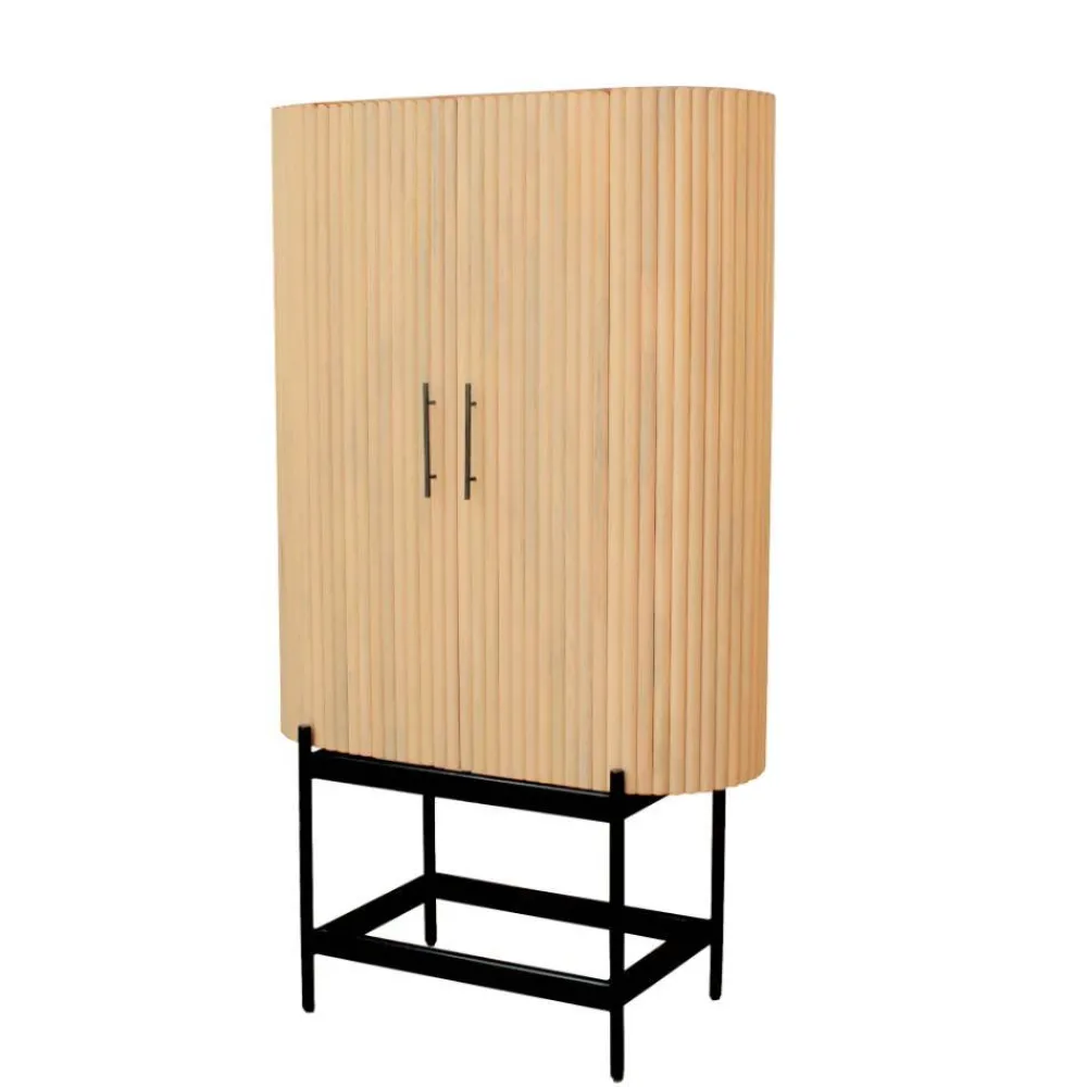 Wohnen Vitrinen<Mangoholz Schrank in Lamellenoptik - Dorian